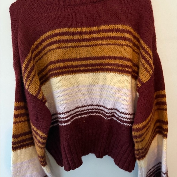 Forever 21 Burgundy and Mustard Striped Sweater - Picture 4 of 5